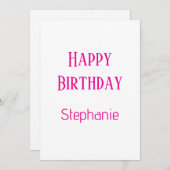 ハッピーバースデー名前をカスタムするホワイトホットピンクカスタム シーズンカード (正面/裏面)
