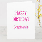 ハッピーバースデー名前をカスタムするホワイトホットピンク2025 カード (黄色い花)