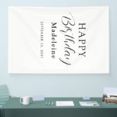 ハッピーバースデー名前をカスタムする白黒 横断幕 (トレードショー)