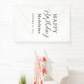 ハッピーバースデー名前をカスタムする白黒 横断幕 (インサイチュ)