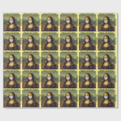 ハッピーバースデー名前をカスタムする顔マスクモナリザ ラッピングペーパー (フラット)