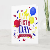 ハッピーバースデー名前をカスタムするfor anyone balloons シーズンカード (正面)