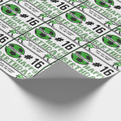 ハッピーバースデー名年齢気持ちサッカースポーツ ラッピングペーパー (角)