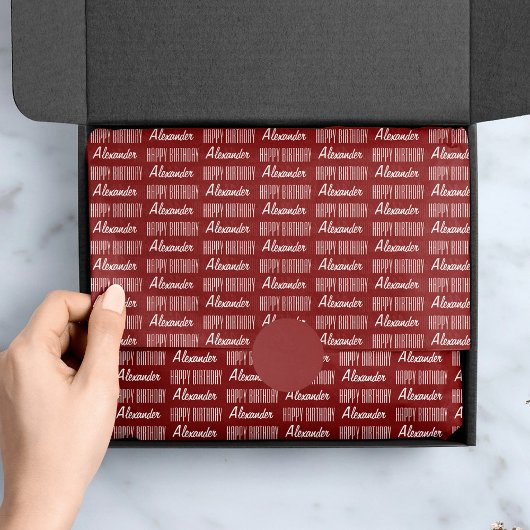 ハッピーバースデー名赤ティッシュペーパー 薄葉紙