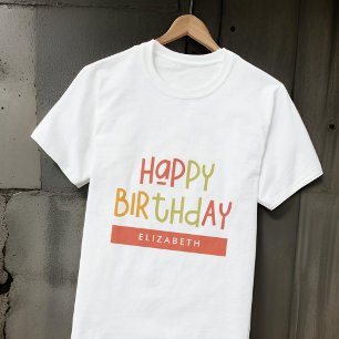 ハッピーバースデー名門私立校風のよくはしゃぐシンプルおもしろいあいさつ Tシャツ
