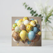 ハッピーバースデー吹き出しのグリーティングカード (スタンド正面)