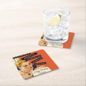 ハッピーバースデー吹アウトキャンドルヴィンテージおもしろい スクエアペーパーコースター (インサイチュ)