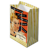 ハッピーバースデー吹アウトキャンドルヴィンテージおもしろい ミディアムペーパーバッグ (正面アングル)