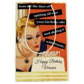 ハッピーバースデー吹アウトキャンドルヴィンテージおもしろい ミディアムペーパーバッグ (正面)