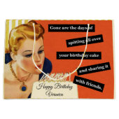 ハッピーバースデー吹アウトキャンドルヴィンテージおもしろい ラージペーパーバッグ (正面)