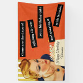 ハッピーバースデー吹アウトキャンドルヴィンテージおもしろい 横断幕 (縦)