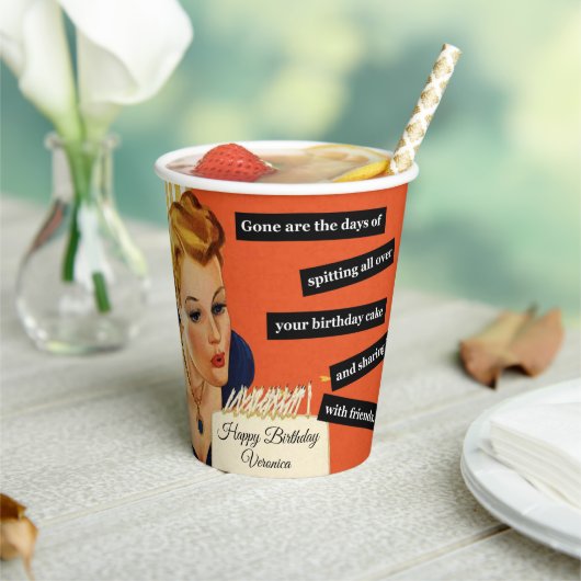 ハッピーバースデー吹アウトキャンドルヴィンテージおもしろい 紙コップ (インサイチュ)