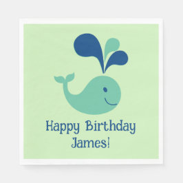 ハッピーバースデー噴出鯨パーティーナプキン スタンダードランチョンナプキン