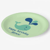 ハッピーバースデー噴出鯨パーティープレート ペーパープレート (アングル)