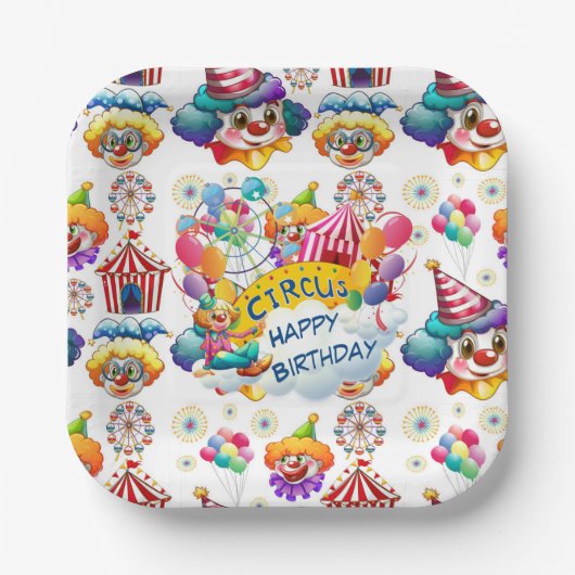 ハッピーバースデー回路ピエロ ペーパープレート (正面)