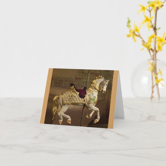 ハッピーバースデー回転木馬ホース カード (黄色い花)