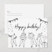 ハッピーバースデー図解入りの、写真付きのカード ポストカード (正面/裏面)