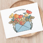 ハッピーバースデー図解入りの、写真付きの花 ポストカード<br><div class="desc">祝ハッピーバースデーのハガキを使ったtouch付き誕生日花が咲き誇る溢れ出た封筒のイラストレーションを使ったハガキを使った付き誕生日。あなた表現の心からのメッセージと一緒にカスタマイズこのハガキ魅力的のスタイルでの温かい願い。近くであろうと遠くであろうと、あなたの誕生日の挨拶を、誰かの特別な日を明るくするのに最適な、この楽しいカードで送信しなさい。詳細に注目して制作されたこのポストカードは、喜びとお祝いの本質を捉え、愛する人々にとって思い出に残る記念すべき存在となる。愛と望みしゃれているを共有する時に感傷的に言え最高のより、喜ばしいグリーティングカード。</div>