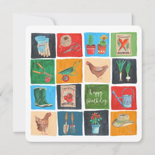 ハッピーバースデー園芸農場 |グリーティングカード カード (正面)