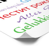 ハッピーバースデー多言語カラフルタイポグラフィ ポスター (角)