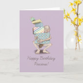 ハッピーバースデー大切(薄紫)カ空白のード カード (黄色い花)