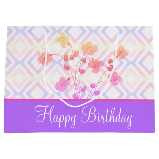 ハッピーバースデー大型紙トートスタイル ラージペーパーバッグ (正面)