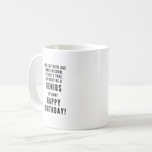 ハッピーバースデー天才皮肉おもしろい コーヒーマグカップ (正面左)