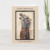 ハッピーバースデー夫ゴルフバッグ誕生日カード カード (正面)