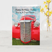 ハッピーバースデー夫トゥルクラシック車カード カード (黄色い花)
