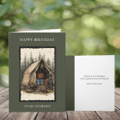 ハッピーバースデー夫素朴キャンピングシーン カード