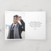 ハッピーバースデー夫 | 妻コラージュ写真金ゴールド 箔グリーティングカード (内側レイダウン)