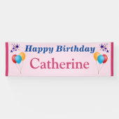 ハッピーバースデー女の子の名前バルーン星任意の年齢 横断幕 (横)