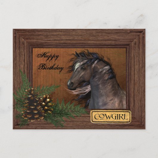 ハッピーバースデー女性のカーボーイはがき ポストカード (正面)