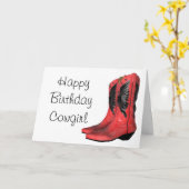 ハッピーバースデー女性のカーボーイブーツレッドグリーティングカード カード (黄色い花)