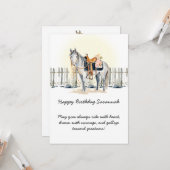 ハッピーバースデー女性のカーボーイ馬好き誕生日 | カード (正面/裏面インサイチュ)