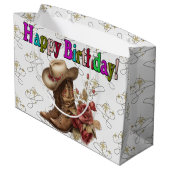 ハッピーバースデー女性のカーボーイ ラージペーパーバッグ (裏面アングル)