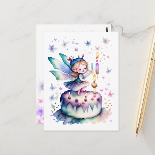 ハッピーバースデー妖精01 ポストカード (正面/裏面インサイチュ)