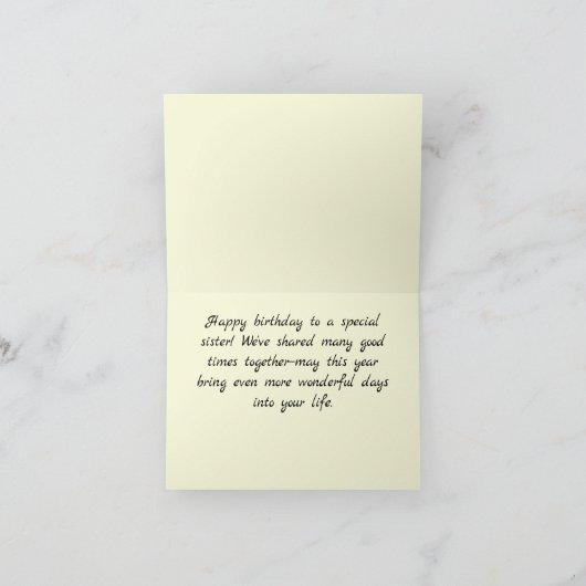 ハッピーバースデー姉エレガントデイジー折り畳みカード カード (内部)