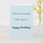 ハッピーバースデー姉妹アメージングユーモアおもしろい カード (黄色い花)
