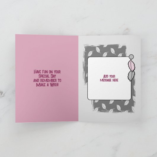 ハッピーバースデー姉妹フォトグレーピンク カード (内部)