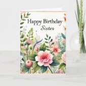 ハッピーバースデー姉妹山花グリーティングカード カード (正面)