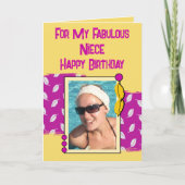 ハッピーバースデー姪の写真ピンク色 カード (正面)