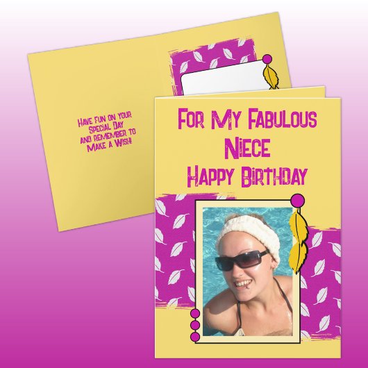 ハッピーバースデー姪の写真ピンク色 カード