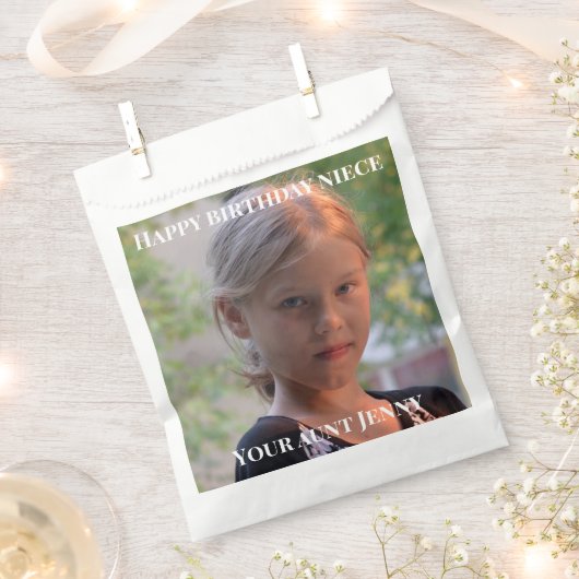 ハッピーバースデー姪の贈り物 フェイバーバッグ (クリップ留めされた状態)