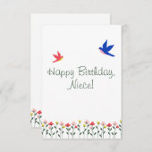 ハッピーバースデー姪ミニマル簡易型カード サンキューカード (正面/裏面)