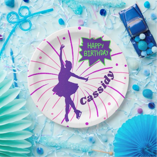 ハッピーバースデー姿スケートで滑る パーソナライズされた ペーパープレート (パーティー)