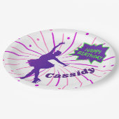 ハッピーバースデー姿スケートで滑る パーソナライズされた ペーパープレート (アングル)