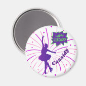 ハッピーバースデー姿スケートで滑る パーソナライズされた マグネット (正面/裏面)