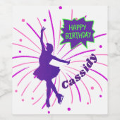 ハッピーバースデー姿スケートで滑る パーソナライズされた ワインラベル (シングルラベル)