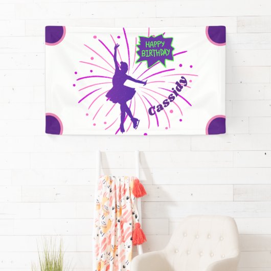 ハッピーバースデー姿スケートで滑る パーソナライズされた 横断幕 (インサイチュ)